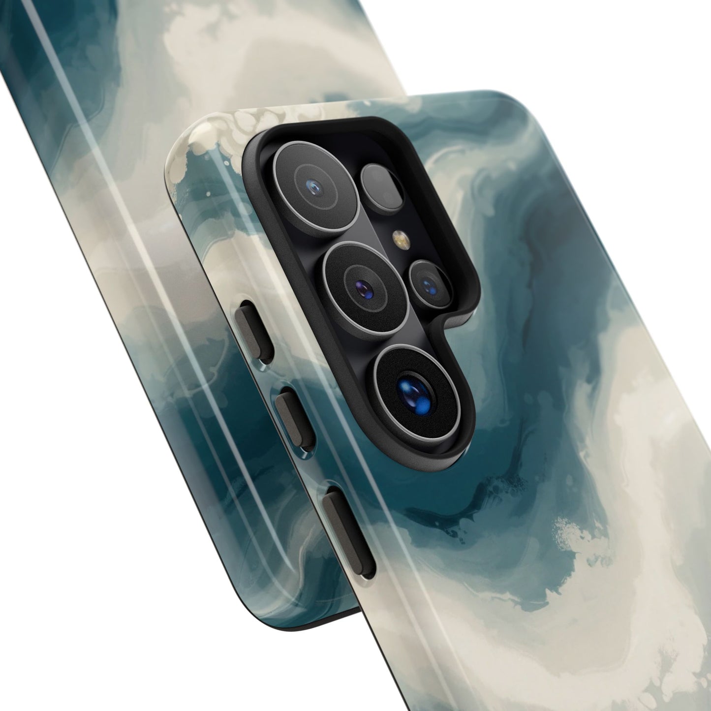 Ocean Wave Marble Phone Case — Teal & Ivory Abstract Tough Case