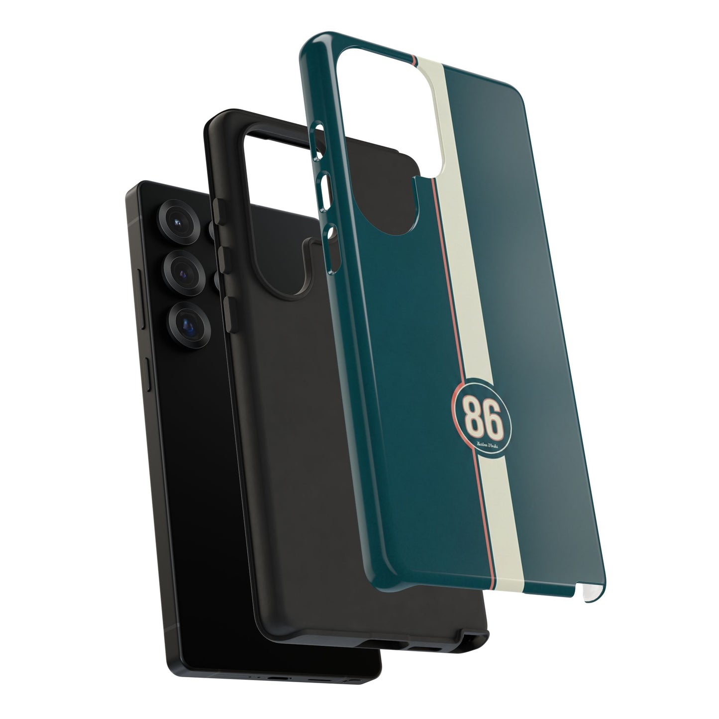 Racing Stripe Phone Case - Retro Teal with Number 86