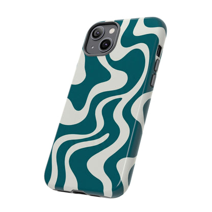 Teal Retro Swirl Tough Phone Case