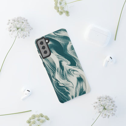 Teal Marble Tough Phone Case — Protective Artistic Swirl Design