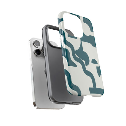 Abstract Teal Shapes Phone Case — Modern Geometric Tough Case