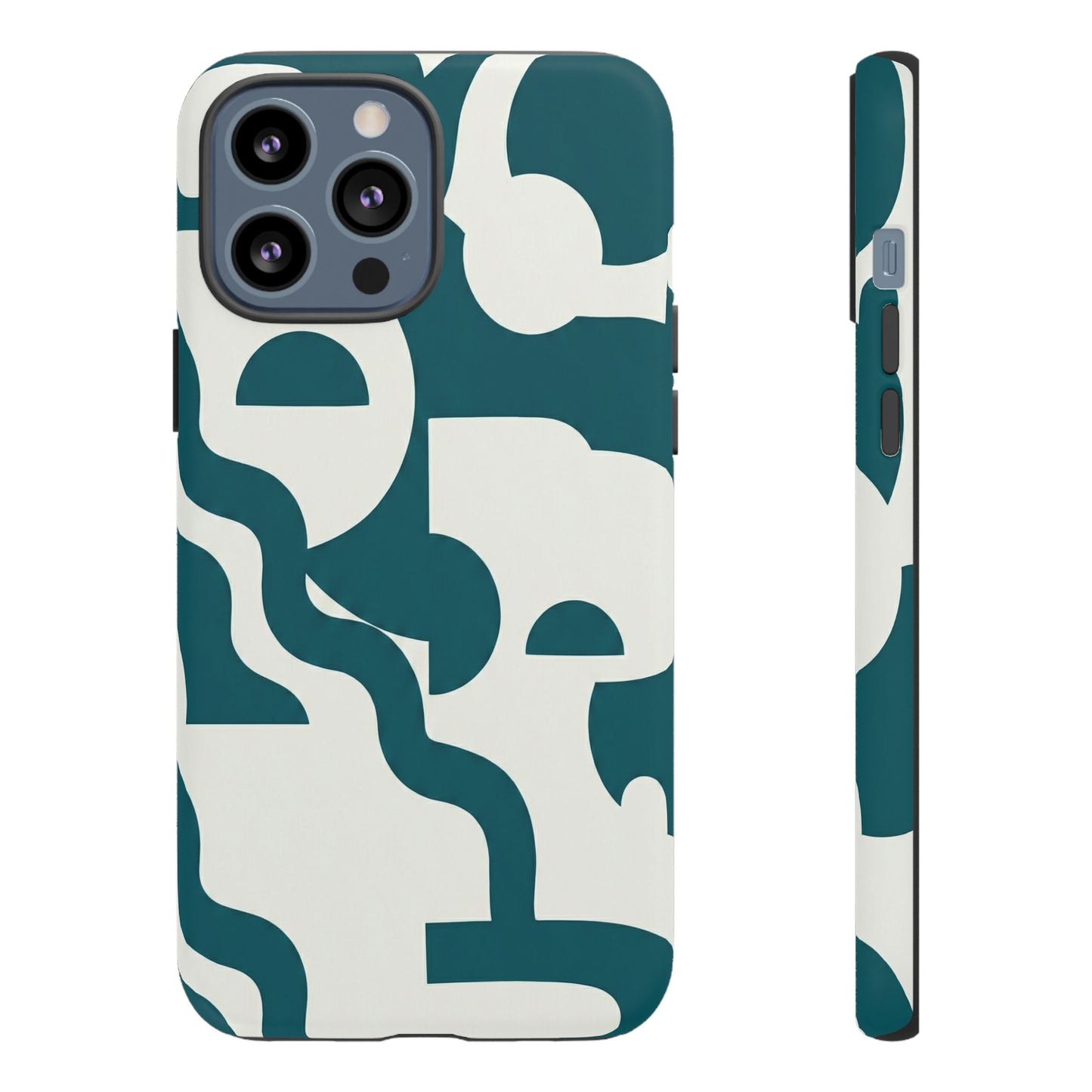 Abstract Teal Shapes Phone Case — Modern Geometric Tough Case