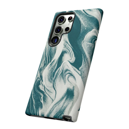 Teal Marble Tough Phone Case — Protective Artistic Swirl Design