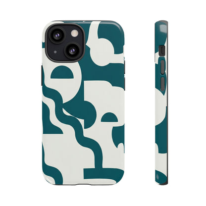 Abstract Teal Shapes Phone Case — Modern Geometric Tough Case