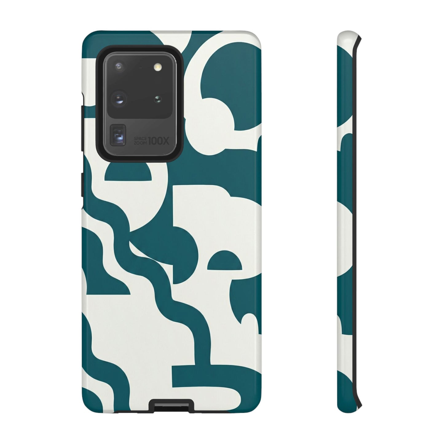 Abstract Teal Pattern Phone Case — Modern Geometric Tough Case
