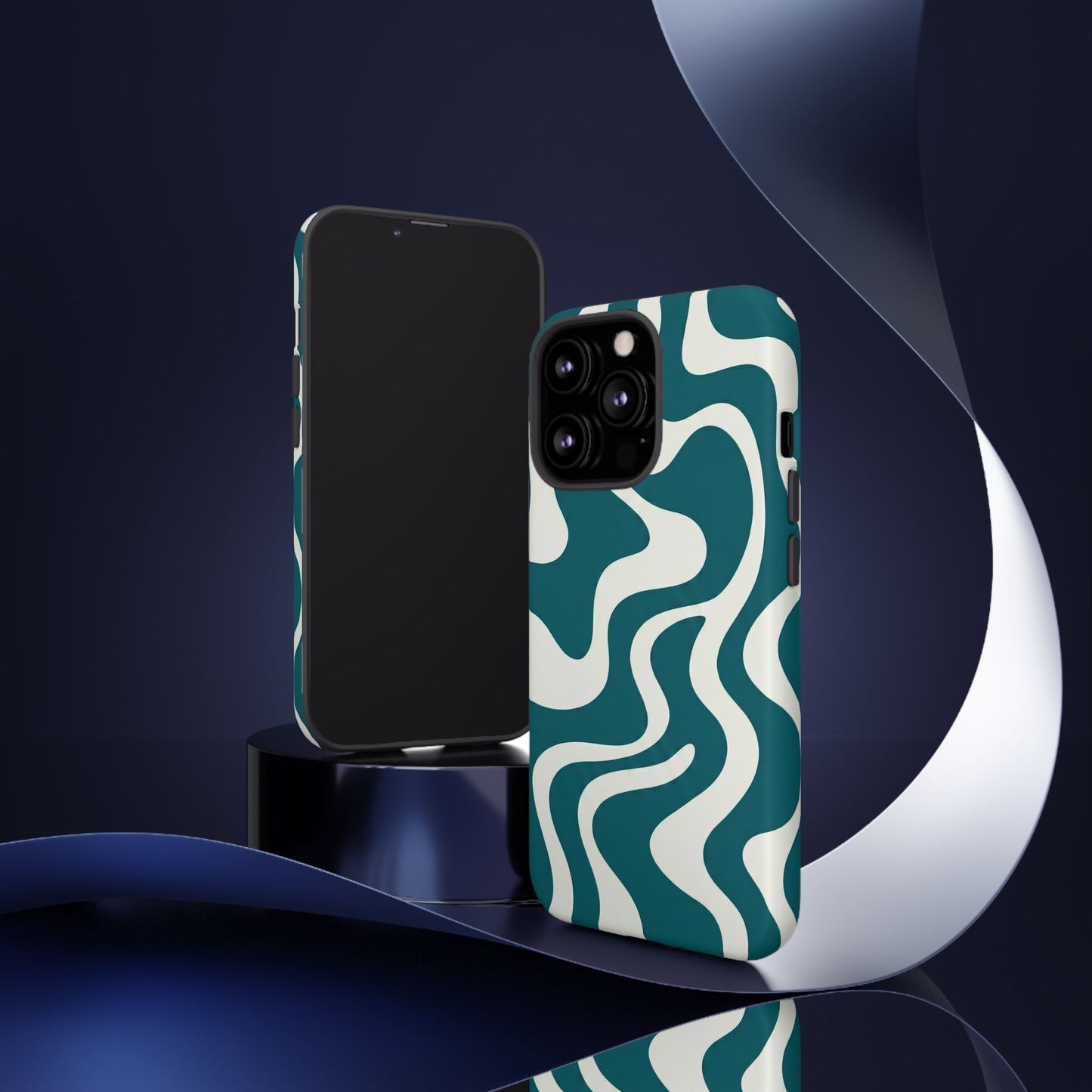 Teal Retro Swirl Tough Phone Case