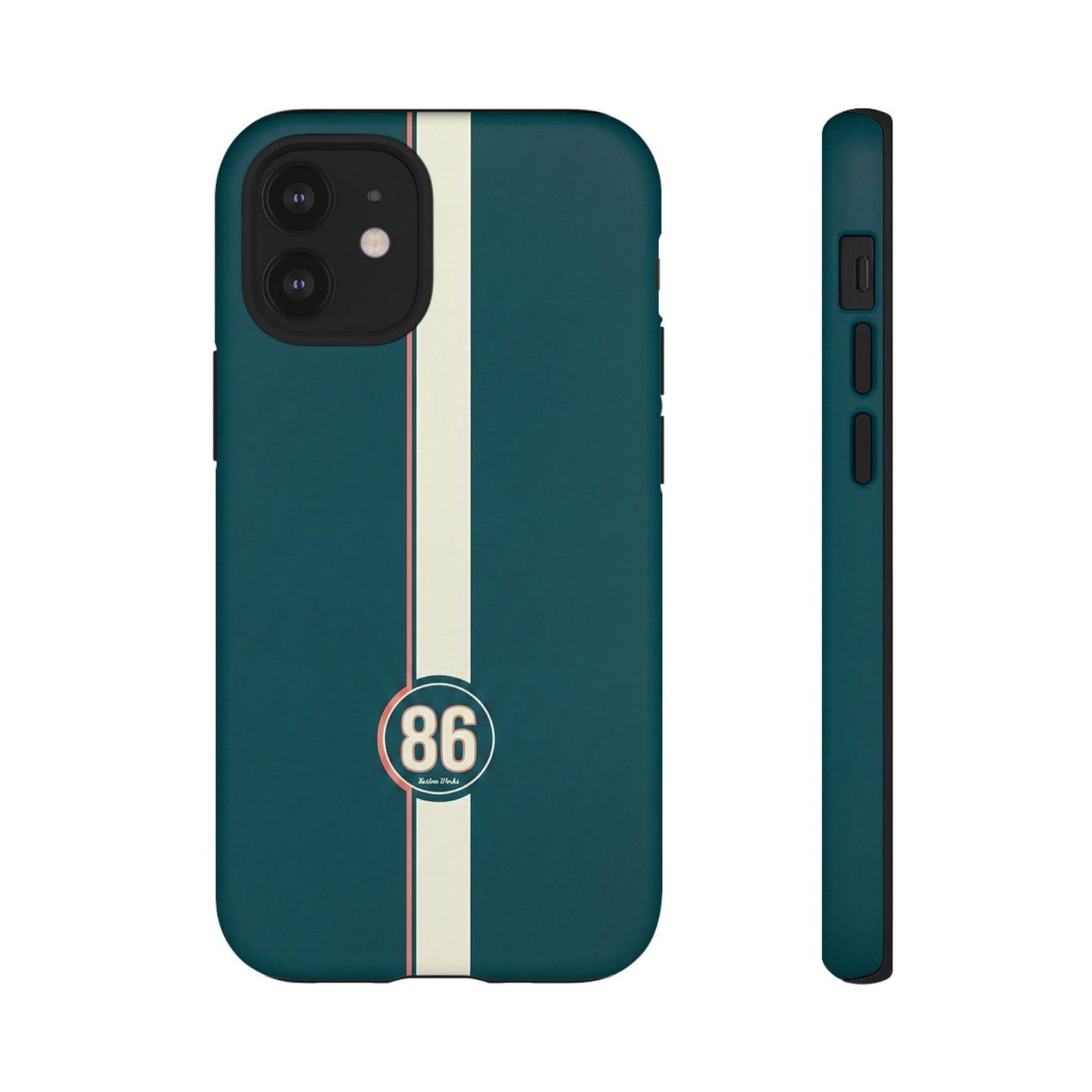 Racing Stripe Phone Case - Retro Teal with Number 86