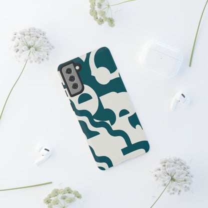 Abstract Teal Pattern Phone Case — Modern Geometric Tough Case