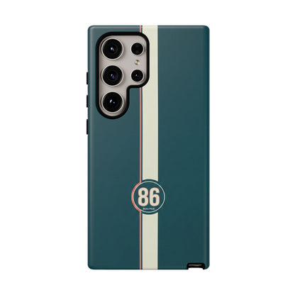 Racing Stripe Phone Case - Retro Teal with Number 86