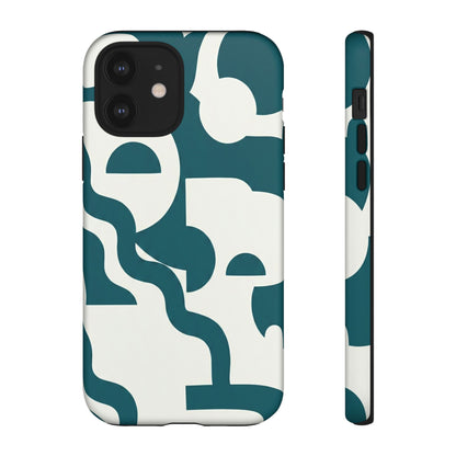 Abstract Teal Shapes Phone Case — Modern Geometric Tough Case