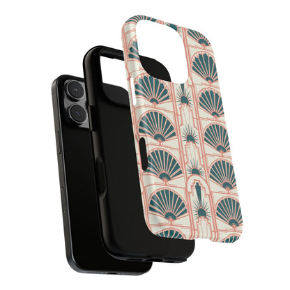 Art Deco Fan Pattern Tough Phone Case — Retro Geometric iPhone Cover