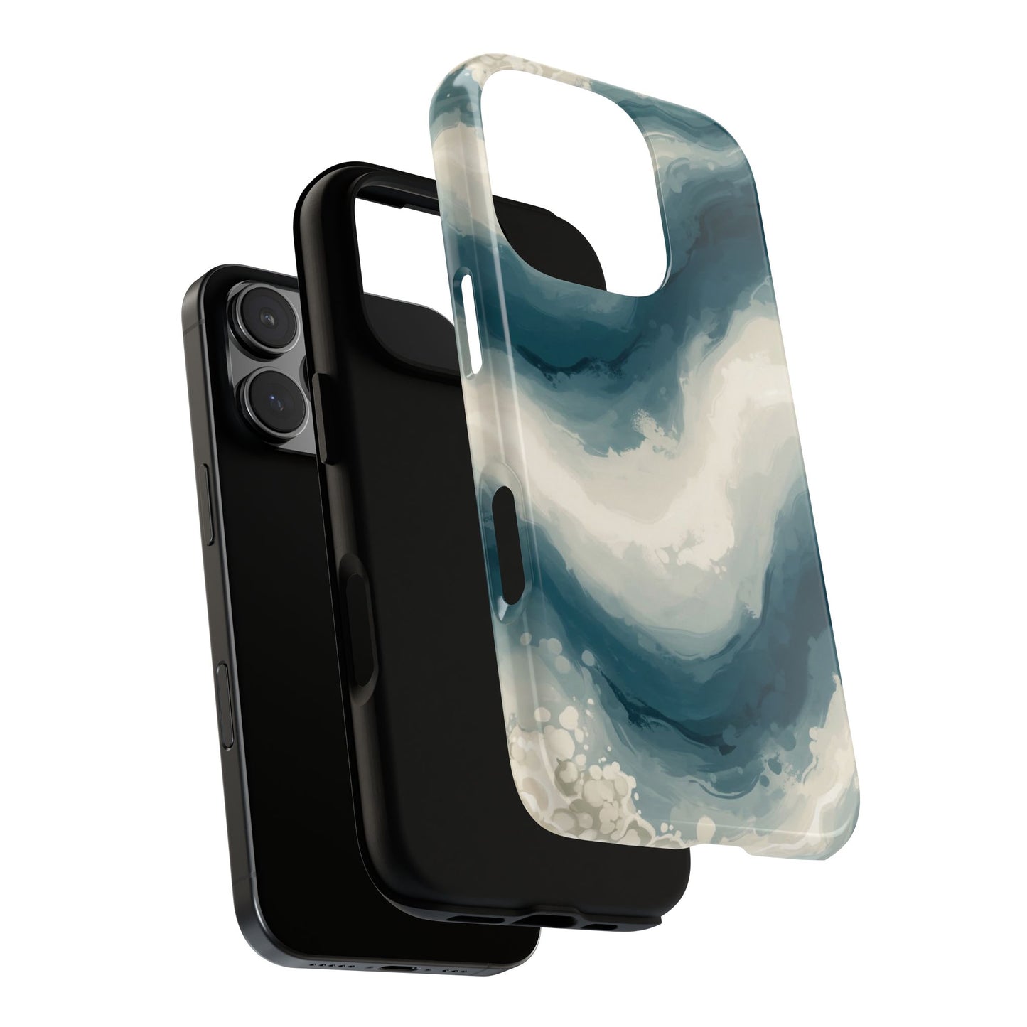 Ocean Wave Marble Phone Case — Teal & Ivory Abstract Tough Case
