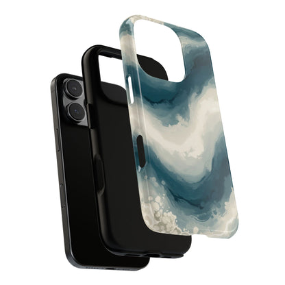Ocean Wave Marble Phone Case — Teal & Ivory Abstract Tough Case
