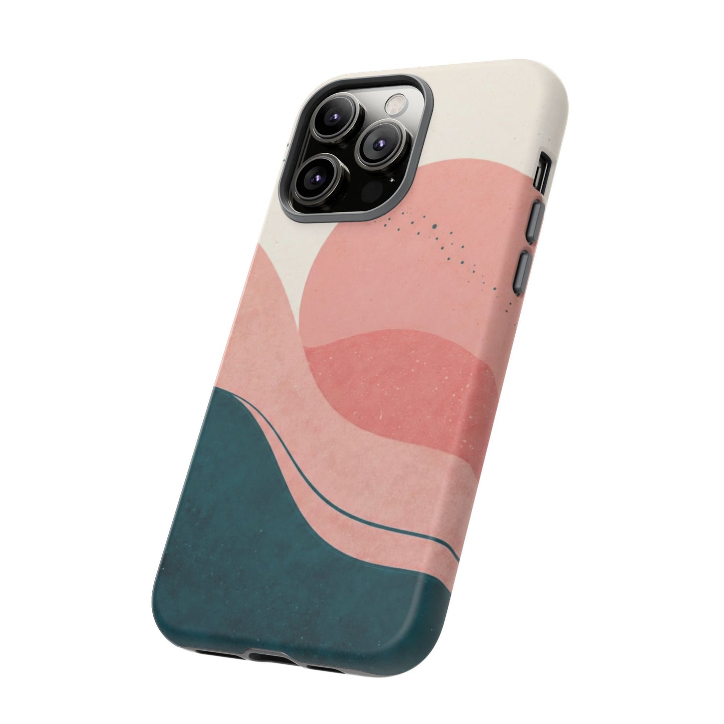 Abstract Sunset Phone Case — Pink & Teal Wave Tough Case