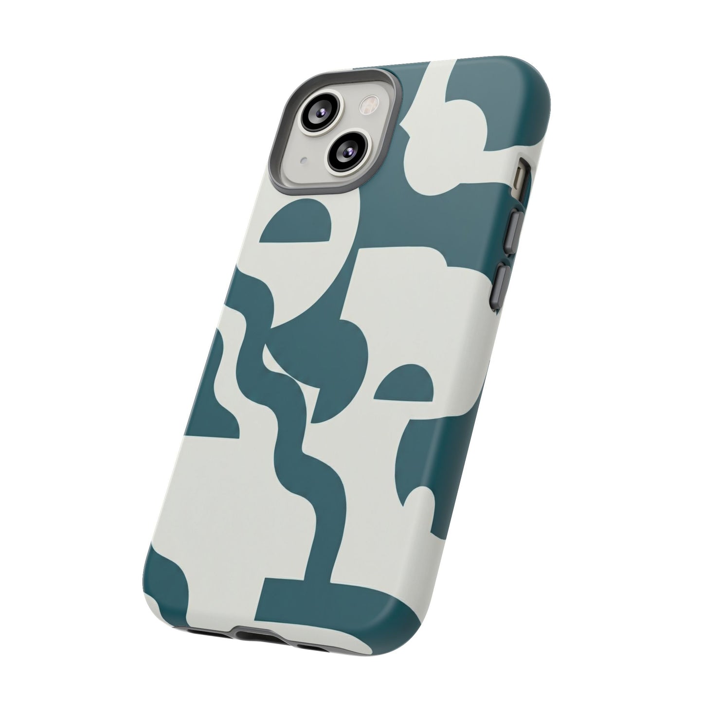 Abstract Teal Shapes Phone Case — Modern Geometric Tough Case