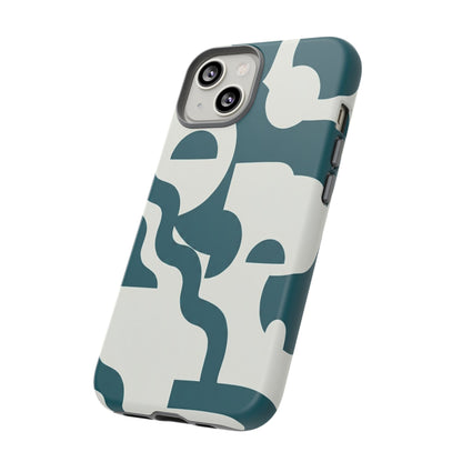 Abstract Teal Shapes Phone Case — Modern Geometric Tough Case