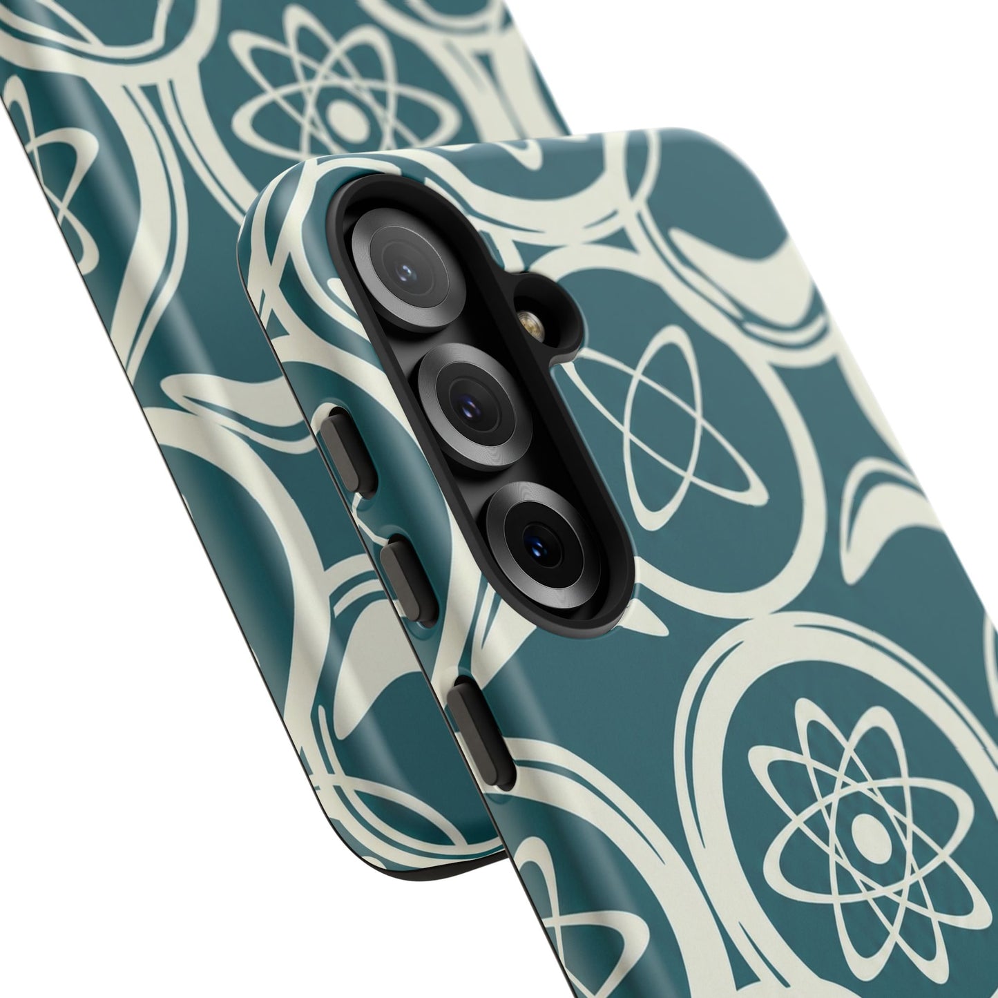 Atomic Geo Tough Phone Case — Teal Retro Science Pattern