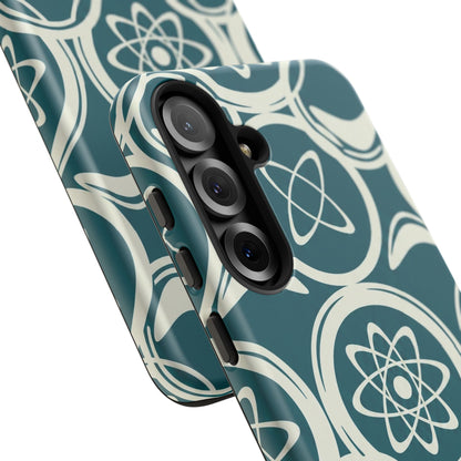 Atomic Geo Tough Phone Case — Teal Retro Science Pattern