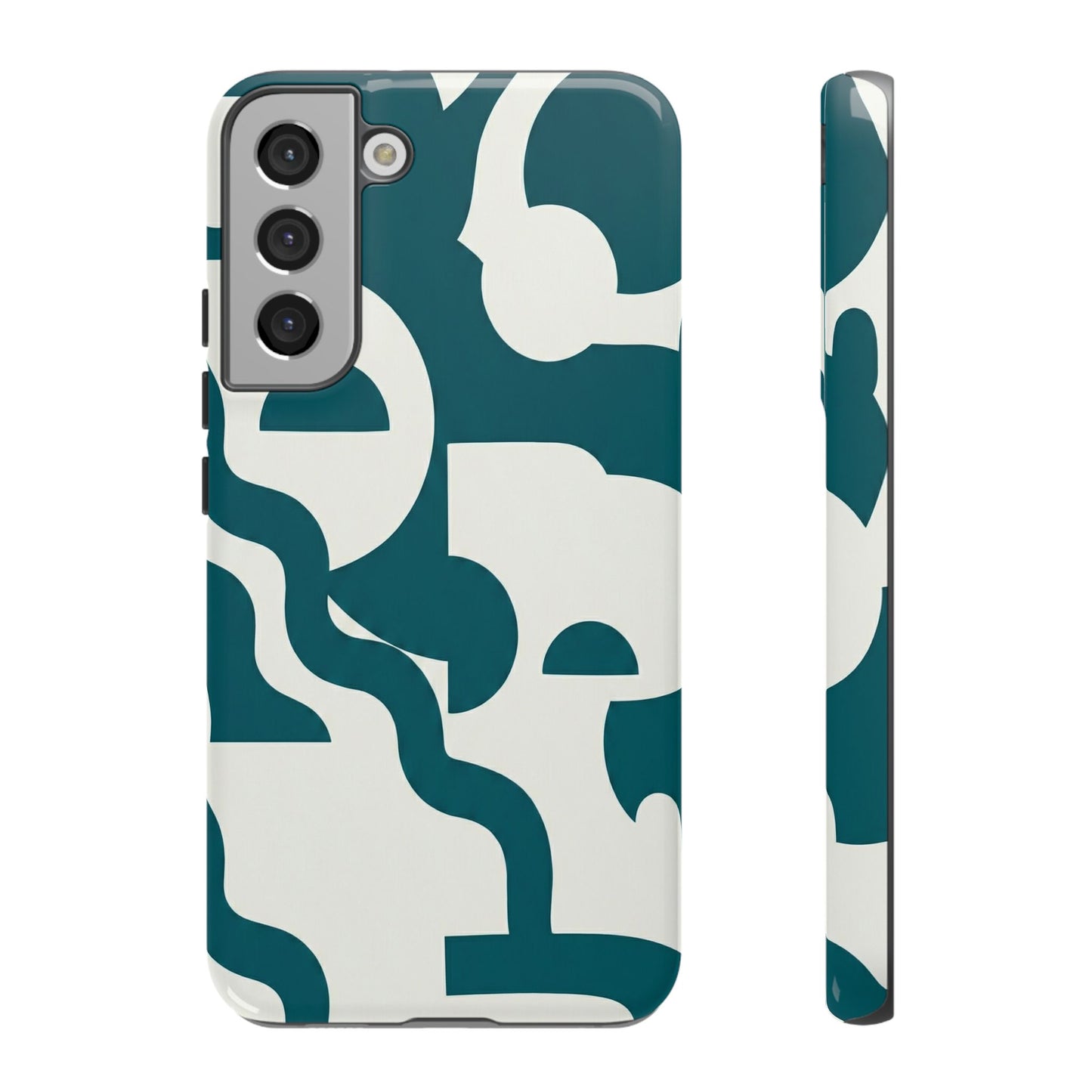 Abstract Teal Pattern Phone Case — Modern Geometric Tough Case
