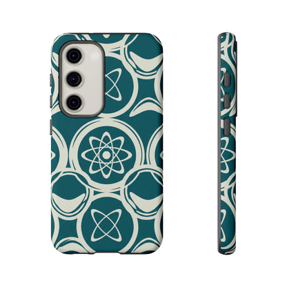 Atomic Geo Tough Phone Case — Teal Retro Science Pattern
