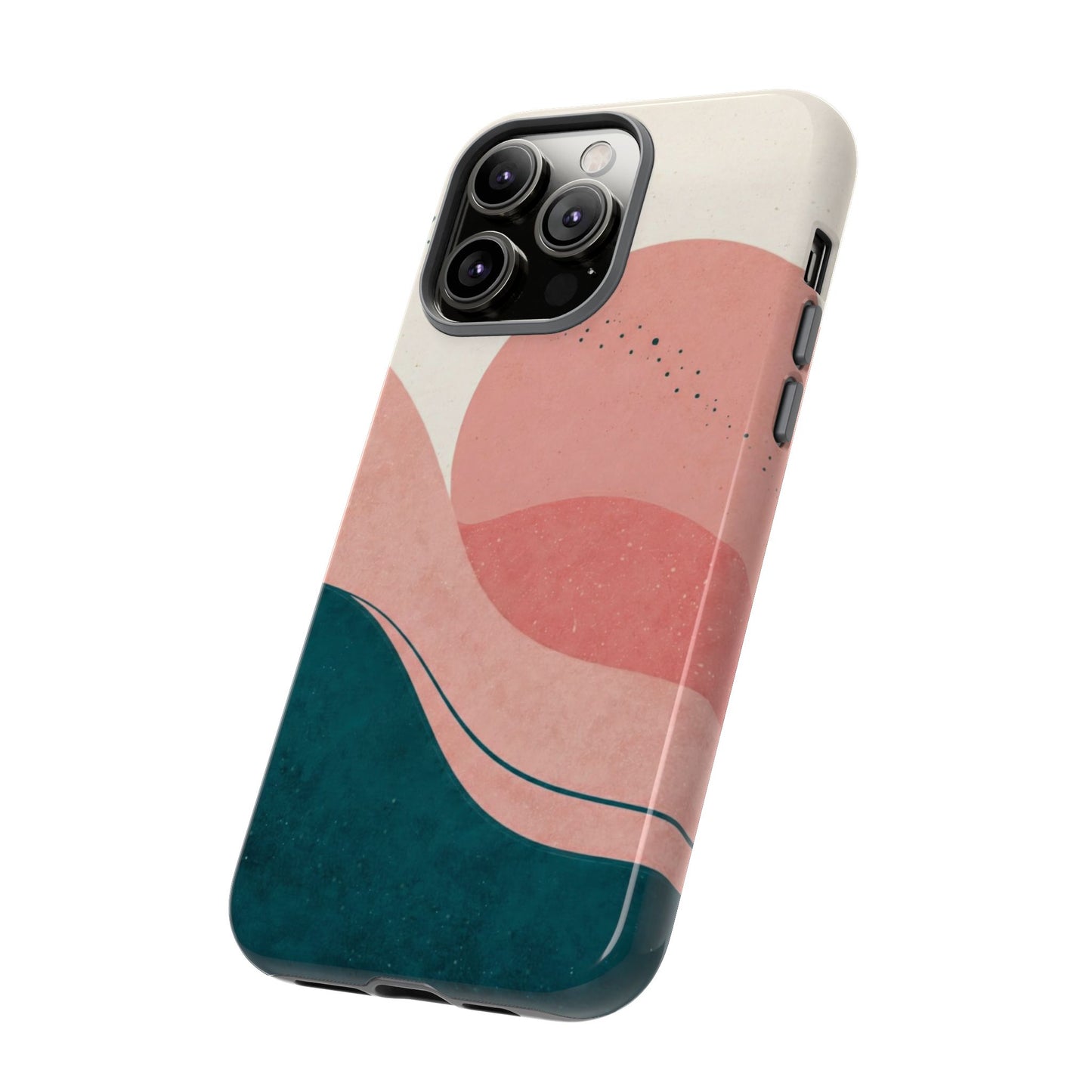 Abstract Sunset Phone Case — Pink & Teal Wave Tough Case