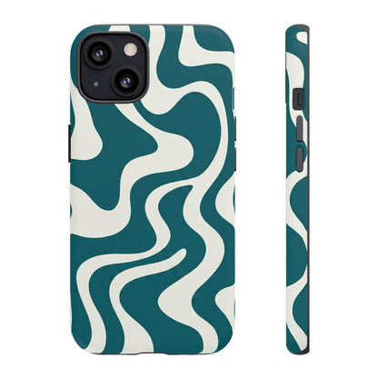 Teal Retro Swirl Tough Phone Case