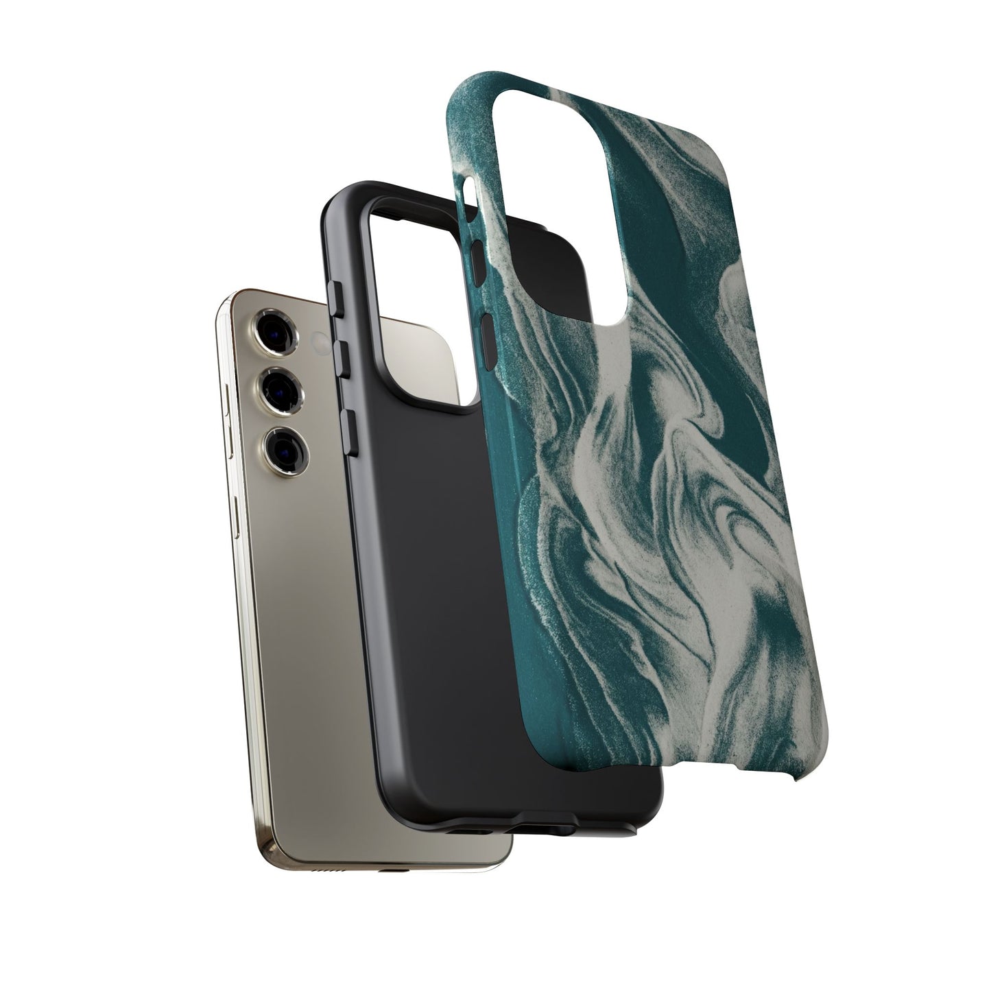 Teal Marble Tough Phone Case — Protective Artistic Swirl Design