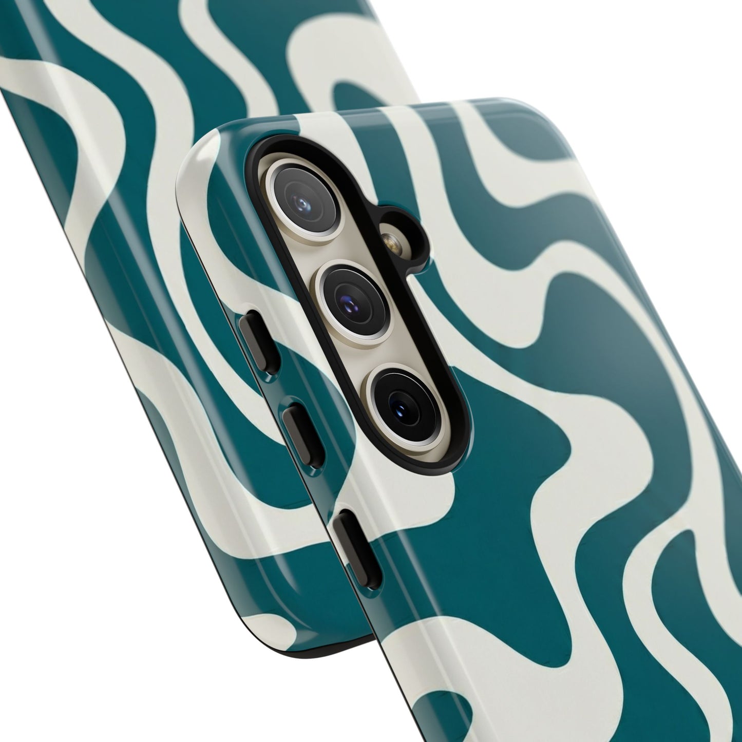 Abstract Teal Swirl Phone Case — Retro Wavy Tough Case