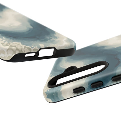 Ocean Wave Marble Phone Case — Teal & Ivory Abstract Tough Case