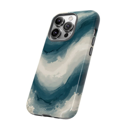 Ocean Wave Marble Phone Case — Teal & Ivory Abstract Tough Case