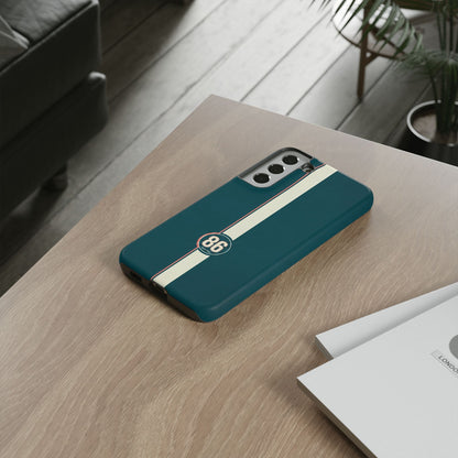 Racing Stripe Phone Case - Retro Teal with Number 86