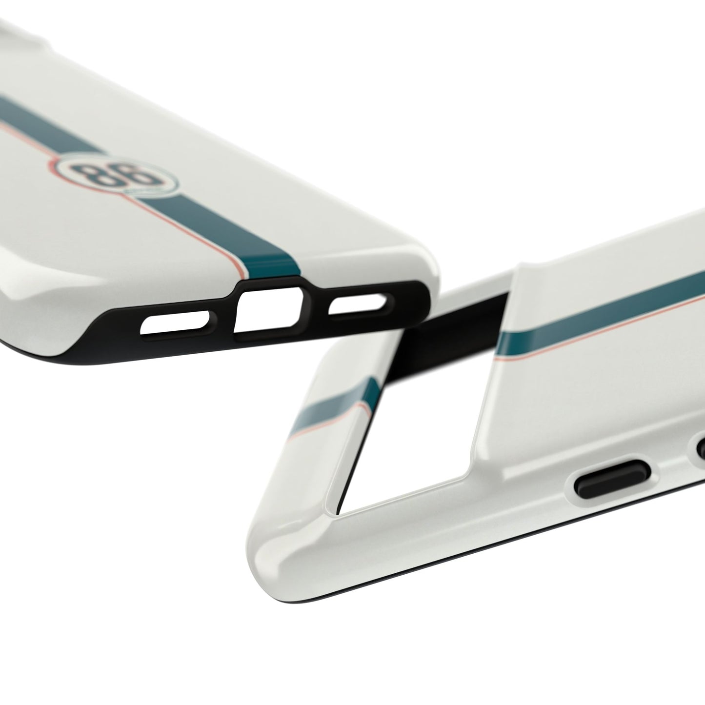 Racing Stripe Tough Phone Case — Retro White With '86 Circle Badge