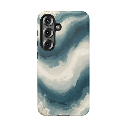 Ocean Wave Marble Phone Case — Teal & Ivory Abstract Tough Case
