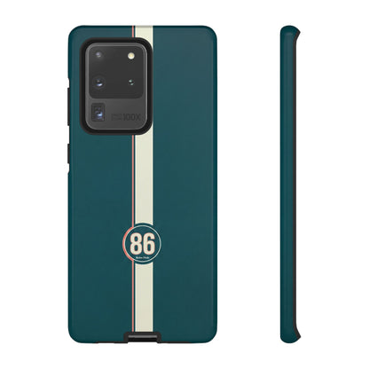 Racing Stripe Phone Case - Retro Teal with Number 86