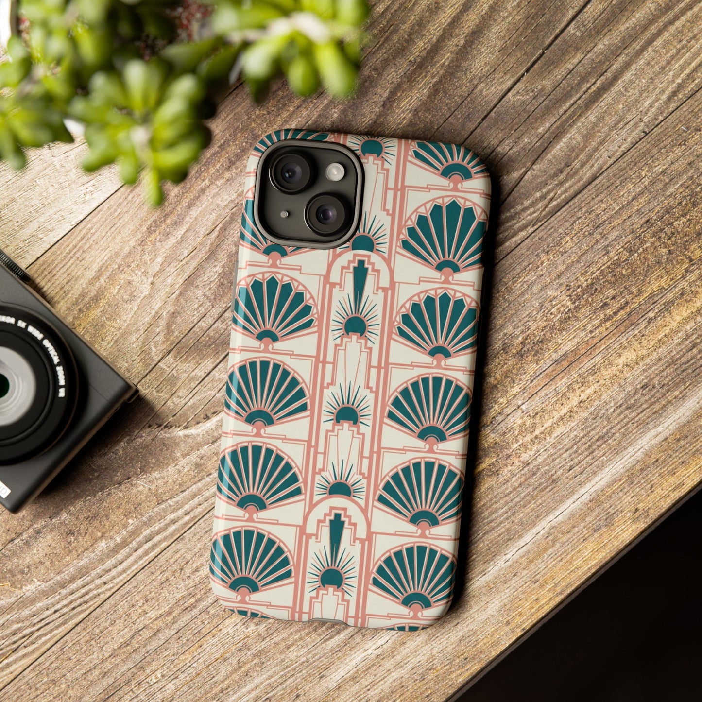 Art Deco Fan Pattern Tough Phone Case — Retro Geometric iPhone Cover