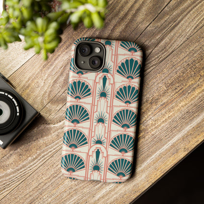 Art Deco Fan Pattern Tough Phone Case — Retro Geometric iPhone Cover