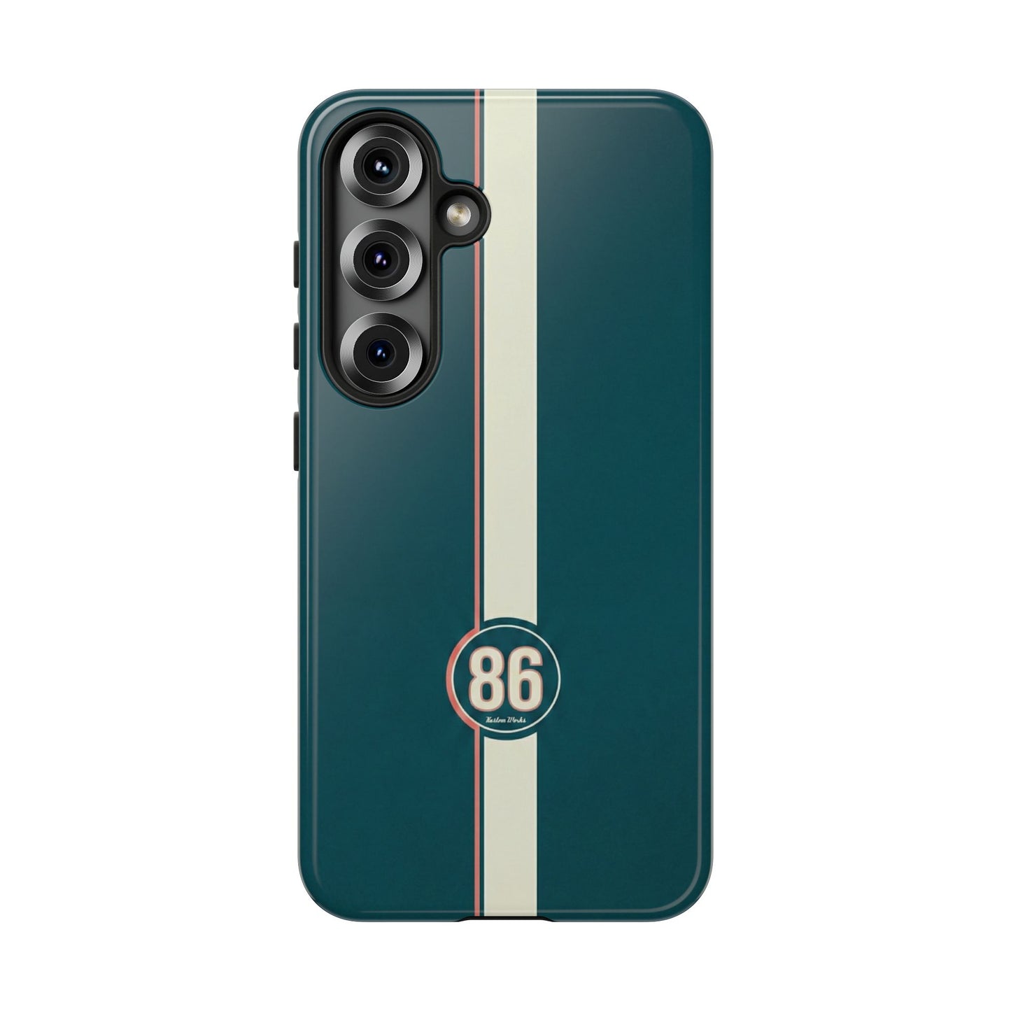 Racing Stripe Phone Case - Retro Teal with Number 86
