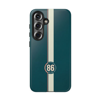 Racing Stripe Phone Case - Retro Teal with Number 86