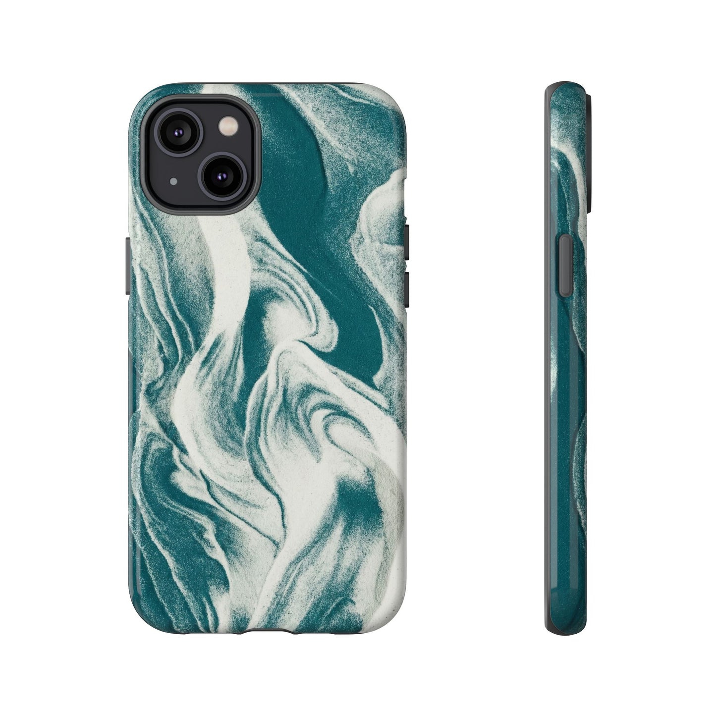 Marble Teal Tough Phone Case — Swirl Pattern Protective Cover
