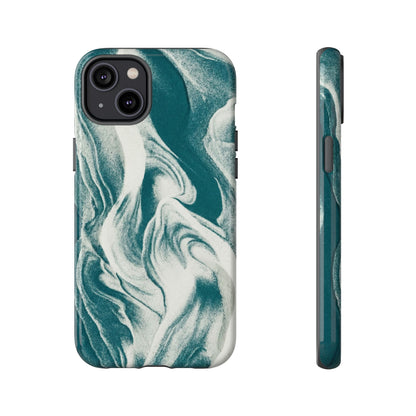 Marble Teal Tough Phone Case — Swirl Pattern Protective Cover