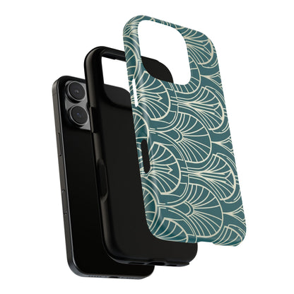 Art Deco Teal Pattern Tough Phone Case — Vintage Geometric Protective Case