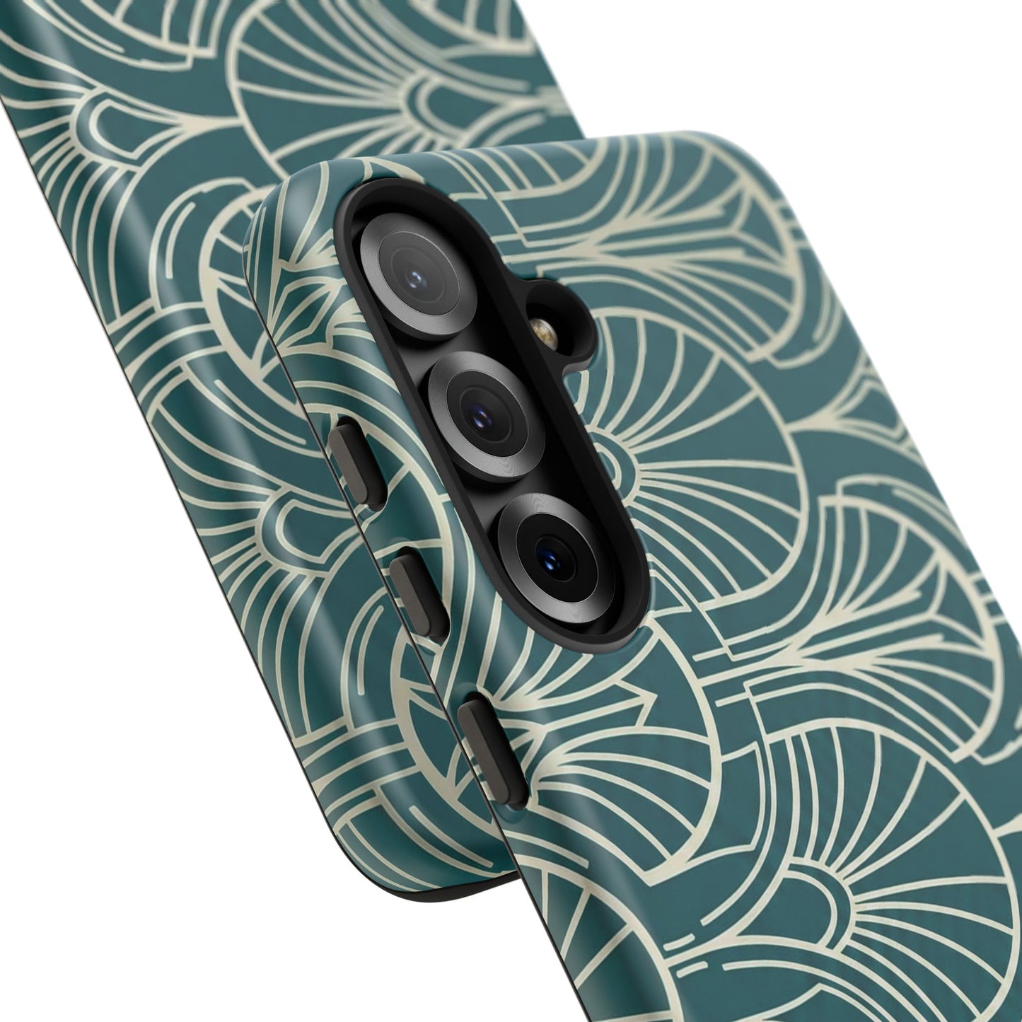 Teal Art Deco Pattern Tough Phone Case — Retro Geometric Protection