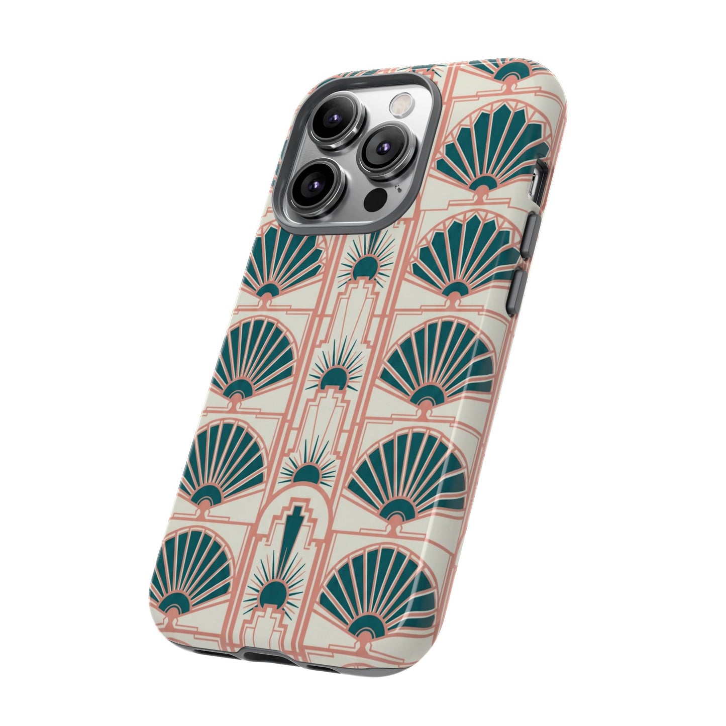 Art Deco Fan Pattern Tough Phone Case — Retro Geometric iPhone Cover
