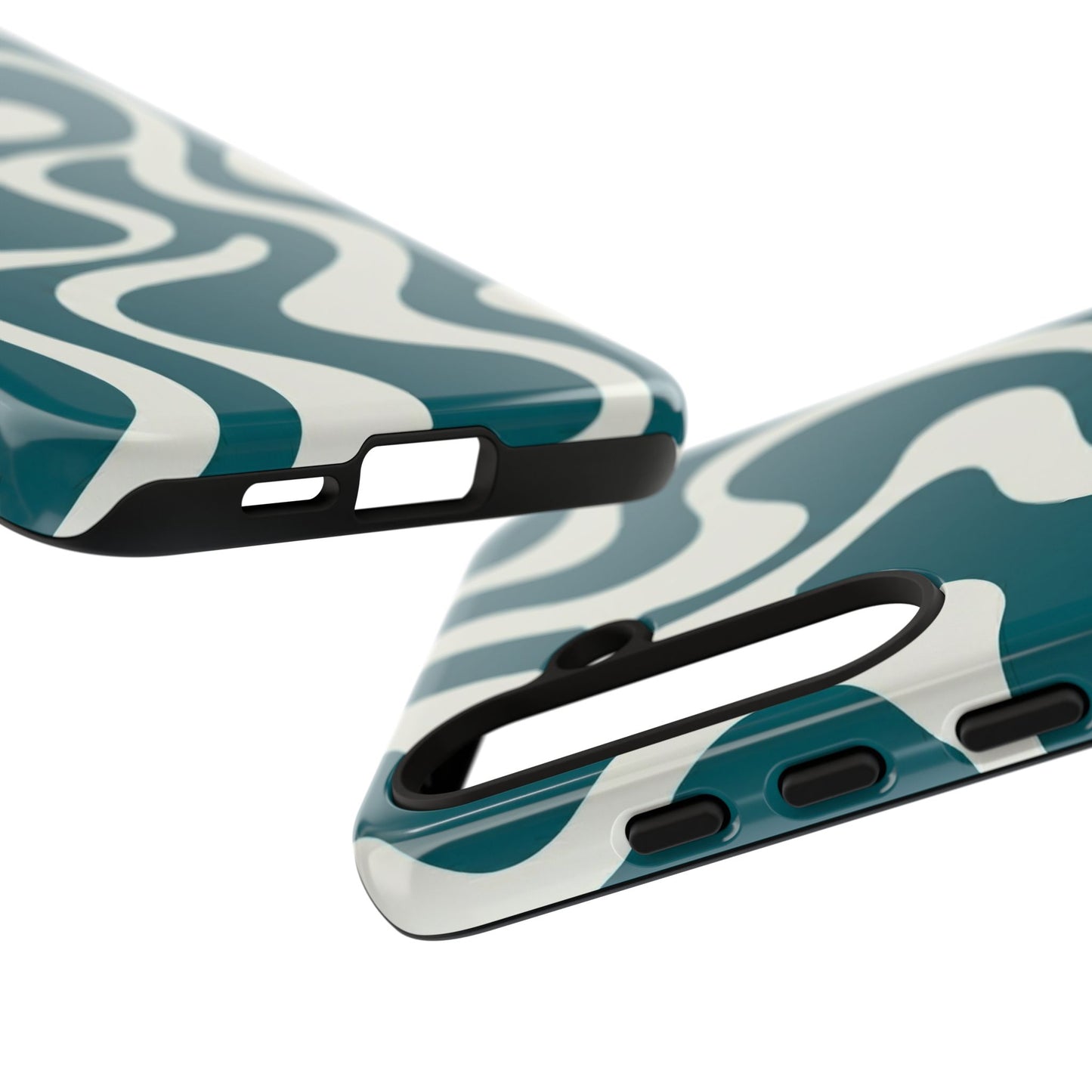 Abstract Teal Swirl Phone Case — Retro Wavy Tough Case