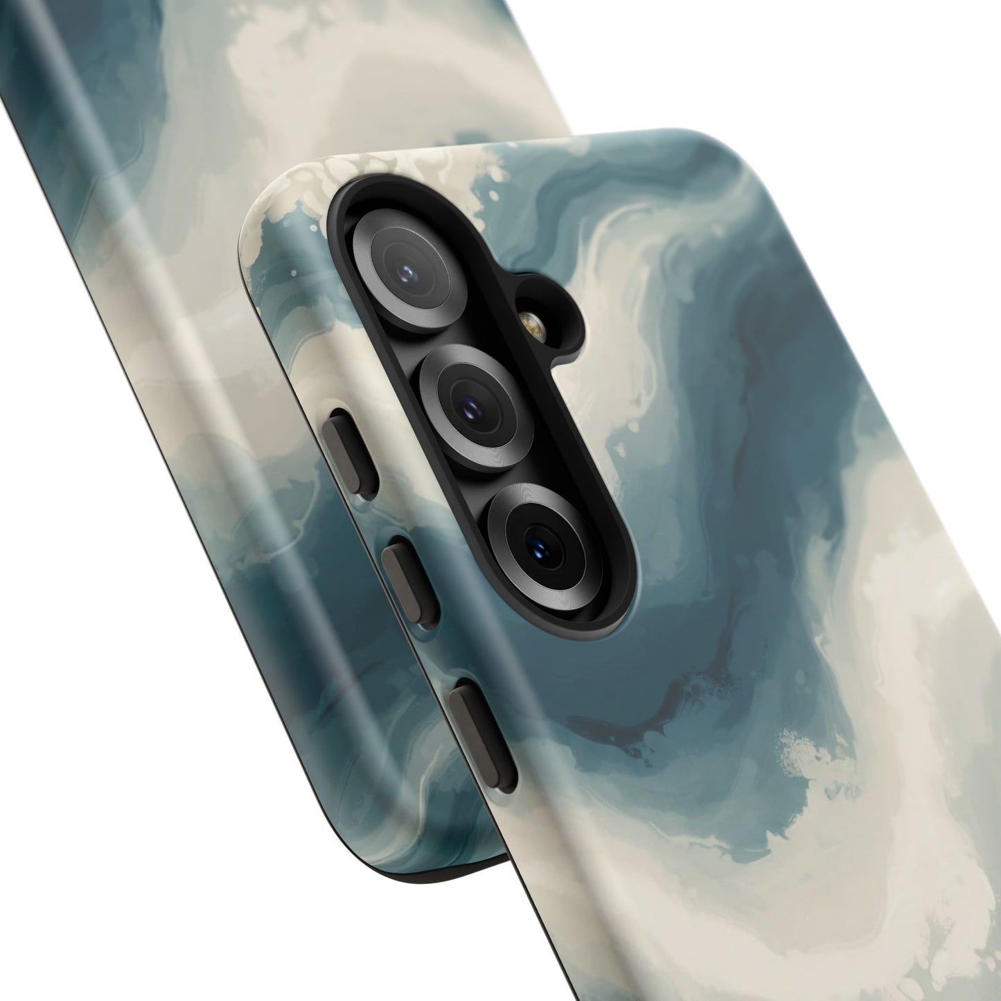 Ocean Wave Marble Phone Case — Teal & Ivory Abstract Tough Case