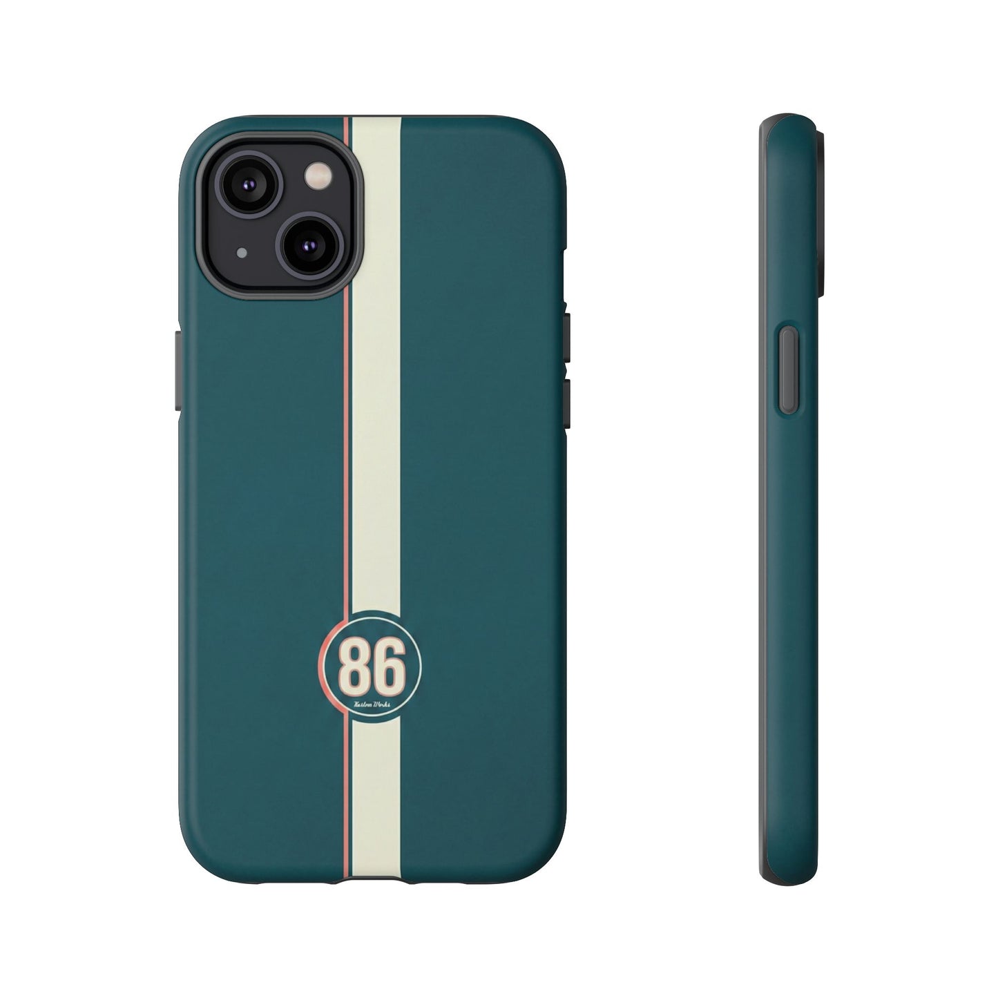 Racing Stripe Phone Case - Retro Teal with Number 86