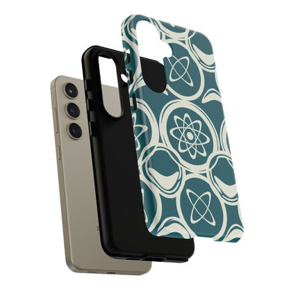 Atomic Geo Tough Phone Case — Teal Retro Science Pattern