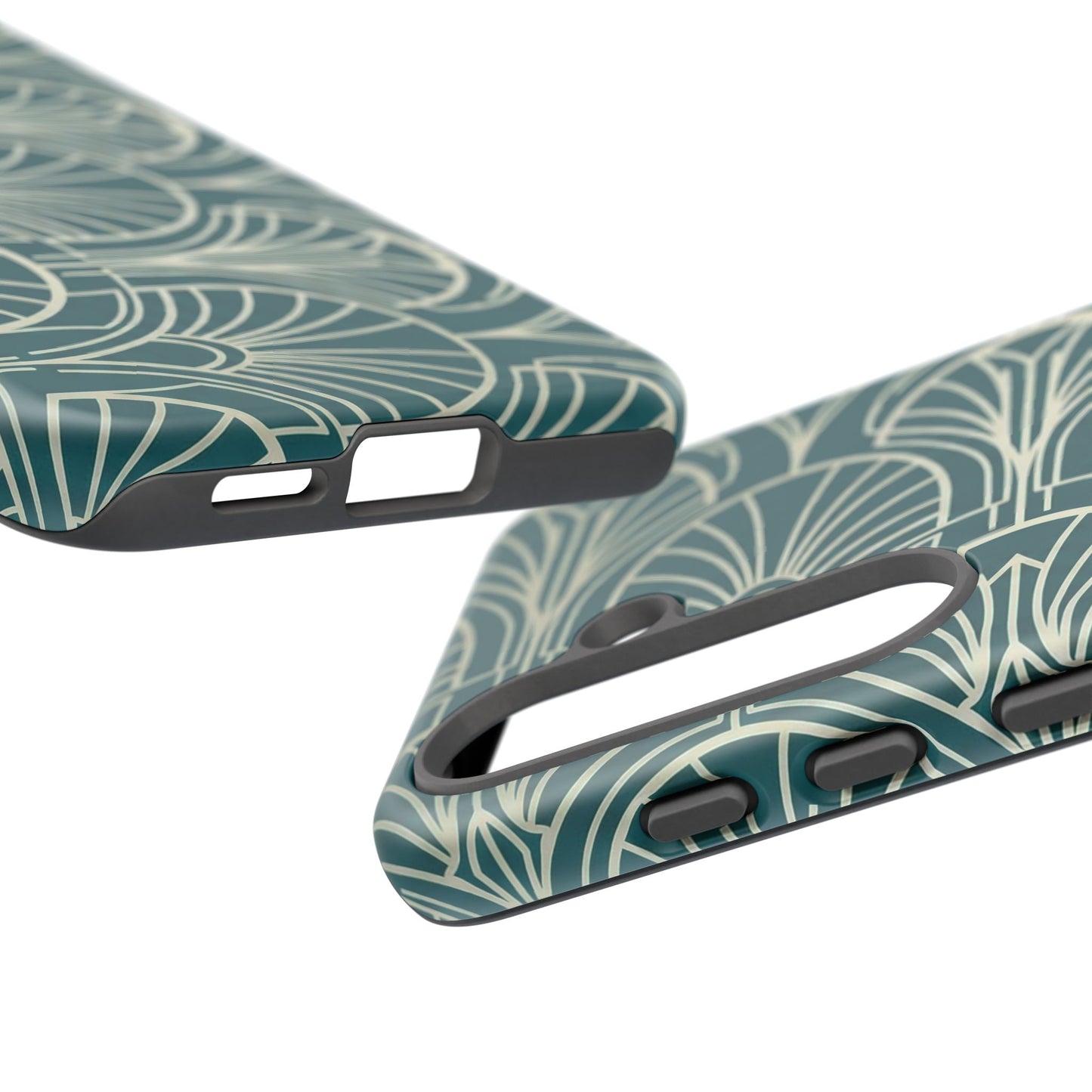 Teal Art Deco Pattern Tough Phone Case — Retro Geometric Protection