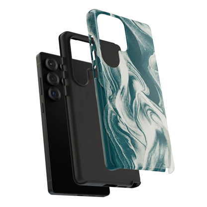 Teal Marble Tough Phone Case — Protective Artistic Swirl Design