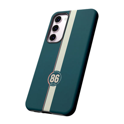 Racing Stripe Phone Case - Retro Teal with Number 86